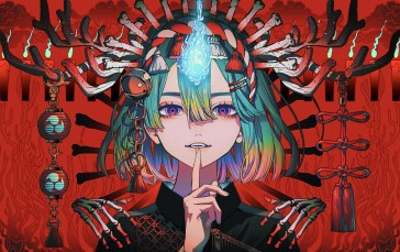 Digital Art, Anime, Blue Hair, Akiakane Wallpaper