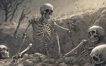 Skeleton, Dead, Bones, Skull and Bones, Skull, Dark Wallpaper