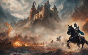 Knight (Dungeon and Fighter), AI Art, Horseback, Medieval, Medieval Art Wallpaper