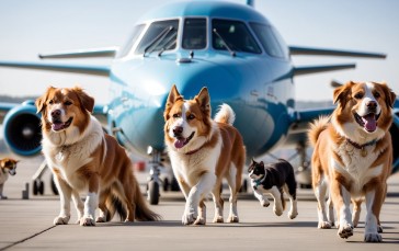 Dog, Cats, Airplane, 4K, Airport Wallpaper