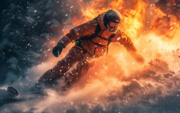 Fire, Snow, Digital Art, AI Art, Cold Wallpaper