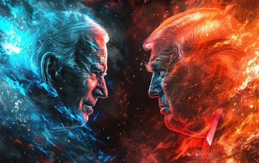 AI Art, Joe Biden, Donald Trump, Election, Blue, Red Wallpaper