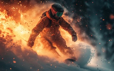 Fire, Snow, Digital Art, AI Art, Cold, Warm Wallpaper