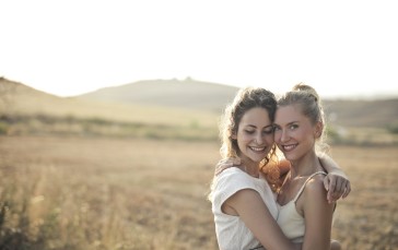 Women, Two Women, Outdoors, Smiling, Hugging Wallpaper