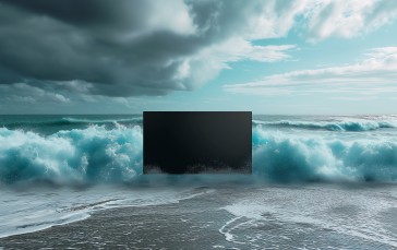 AI Art, TV, Waves, Beach Wallpaper
