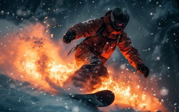 Fire, Snow, Digital Art, AI Art Wallpaper