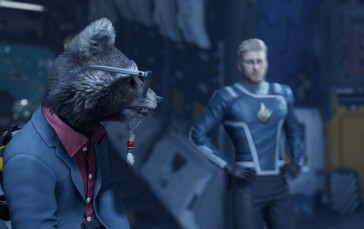 Guardians of the Galaxy (Game), Milano (spacecraft), Raccoons, Suits, Sunglasses Wallpaper