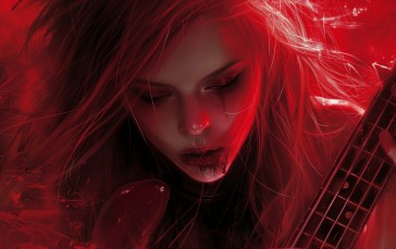 Bass Guitars, Blood, Red, Digital Art Wallpaper