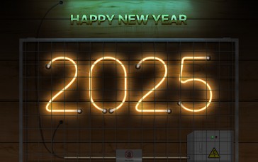 2025 (year), New Year, Typography, Neon, Digital Art Wallpaper