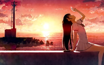 Anime, Anime Girls, Sunset Wallpaper