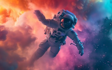 AI Art, Astronaut, Smoke, Clouds Wallpaper