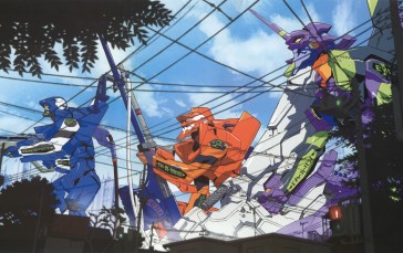Anime, Neon Genesis Evangelion, Weapon, EVA Unit 01, EVA Unit 00 Wallpaper