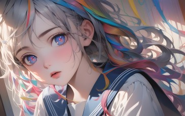 AI Art, Anime Girls, Stable Diffusion, Looking at Viewer, Realistic Wallpaper