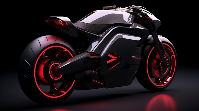 AI Art, Motorcycle, Black, Red, Electric Wallpaper
