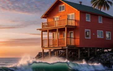 Sea, Ocean View, House, Architecture Wallpaper