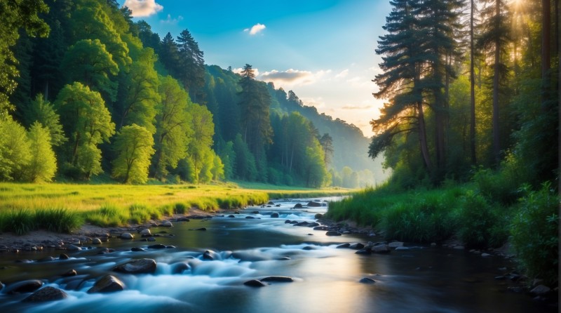 Forest, Nature, River, Stream, Trees Wallpaper