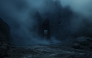 AI Art, Dark, Portal, Mist Wallpaper