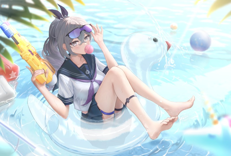 Anime, Anime Girls, Silver Wolf (Honkai: Star Rail), Video Game Girls, Pool Float Wallpaper