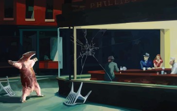Nighthawks, Retro Theme, Digital Art Wallpaper