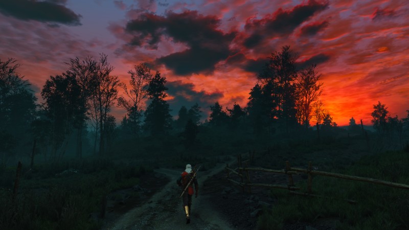 The Witcher 3: Wild Hunt, Screen Shot, PC Gaming, Geralt of Rivia, Sunset Wallpaper