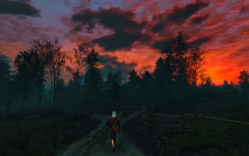 The Witcher 3: Wild Hunt, Screen Shot, PC Gaming, Geralt of Rivia, Sunset Wallpaper
