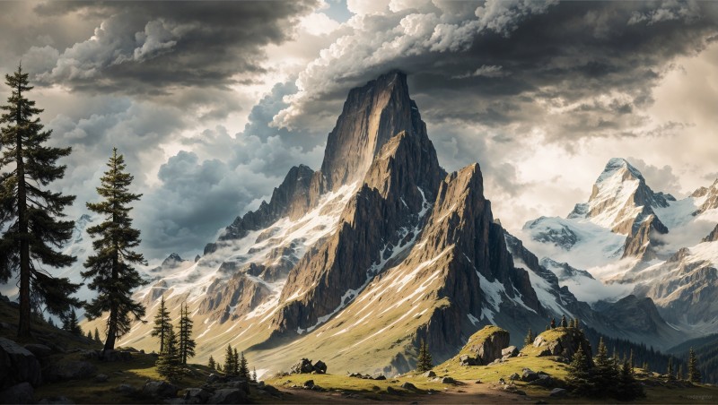 AI Art, Digital Art, Digital Painting, Mountains Wallpaper