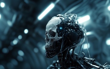 AI Art, Science Fiction, Skull, Cyborg Wallpaper
