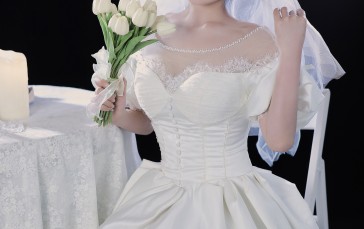Wedding Dress, Bridal Veil, Portrait Display, Asian, Women Wallpaper