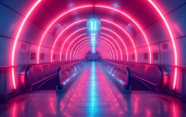 AI Art, Neon, Pink, Walkway Wallpaper