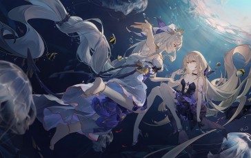 Anime, Anime Girls, Pixiv, Underwater, Jellyfish Wallpaper
