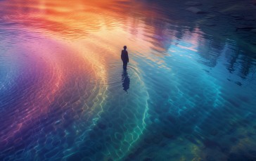 AI Art, Standing, Water, Colorful, Rainbows Wallpaper