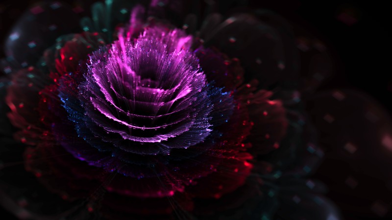 Optic Fiber, Flowers, Digital Art Wallpaper