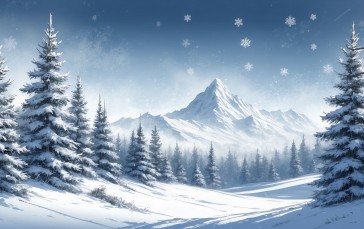 AI Art, Digital Art, Digital Painting, Landscape, Winter Wallpaper