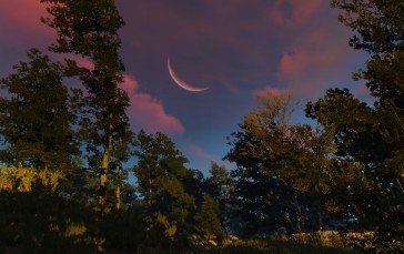 The Witcher 3: Wild Hunt, Screen Shot, PC Gaming, Moon, Sunset Wallpaper