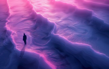 AI Art, Purple, Standing, Waves Wallpaper