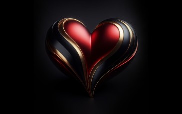 AI Art, Valentine’s Day, Heart (design), Black Background, Gold Wallpaper
