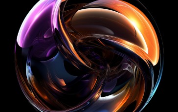 AI Art, Square, Swirls, Orange, Purple Wallpaper