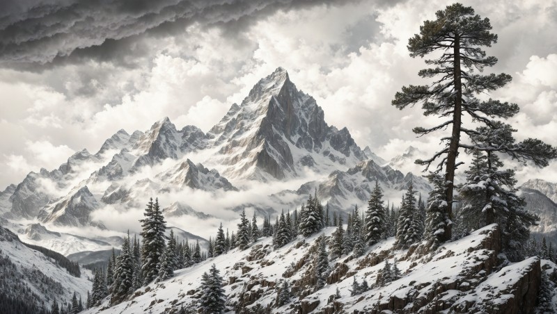AI Art, Digital Art, Digital Painting, Mountains, Landscape Wallpaper
