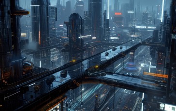 AI Art, Illustration, Science Fiction, City Wallpaper