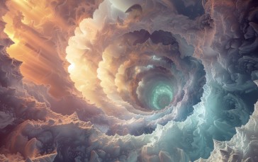 AI Art, Fractal, Dreamscape, Heaven and Hell, Clouds Wallpaper