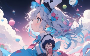 AI Art, Anime Girls, Alice in Wonderland, Tattoo Wallpaper