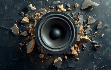 AI Art, Speakers, Wall, Cracked Wallpaper