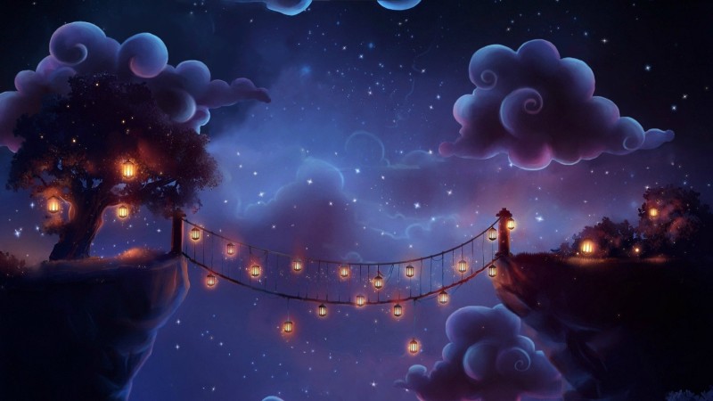 Night, Magic, Bridge, Night Lanterns Wallpaper