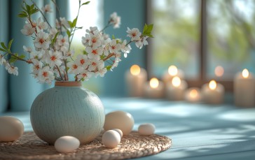 AI Art, Flowers, Vases, Eggs, Easter Wallpaper