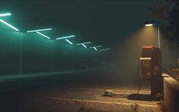 Isolated, Science Fiction, Parking Lot, Night, Liminal Wallpaper