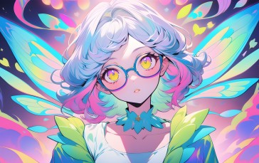 AI Art, Anime Girls, Glasses, Looking at Viewer Wallpaper