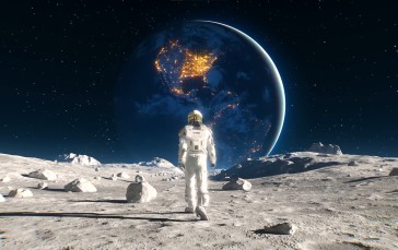 Moon, Space, Earth, Astronaut Wallpaper