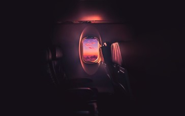 Airplane, Window, Liminal, Sunset, Digital Art Wallpaper