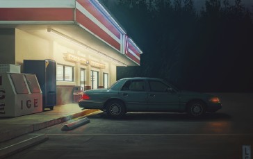 Parking Lot, Car, Isolated, Artwork Wallpaper