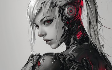 AI Art, Women, Cyberpunk, Cyborg Wallpaper